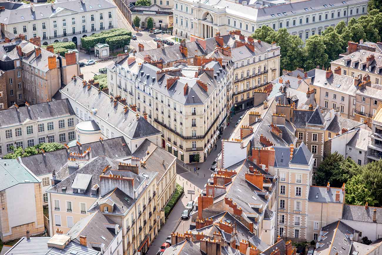 Vue de haut de Nantes